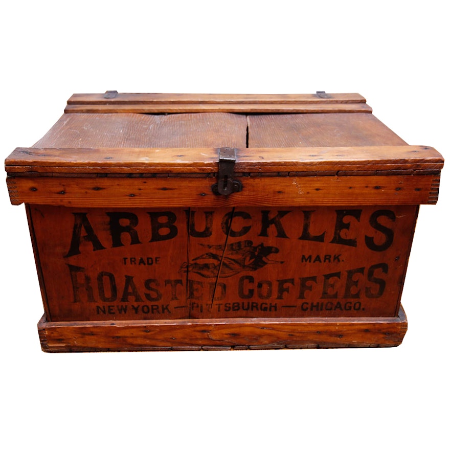 Arbuckles Roasted Coffees Wooden Trunk