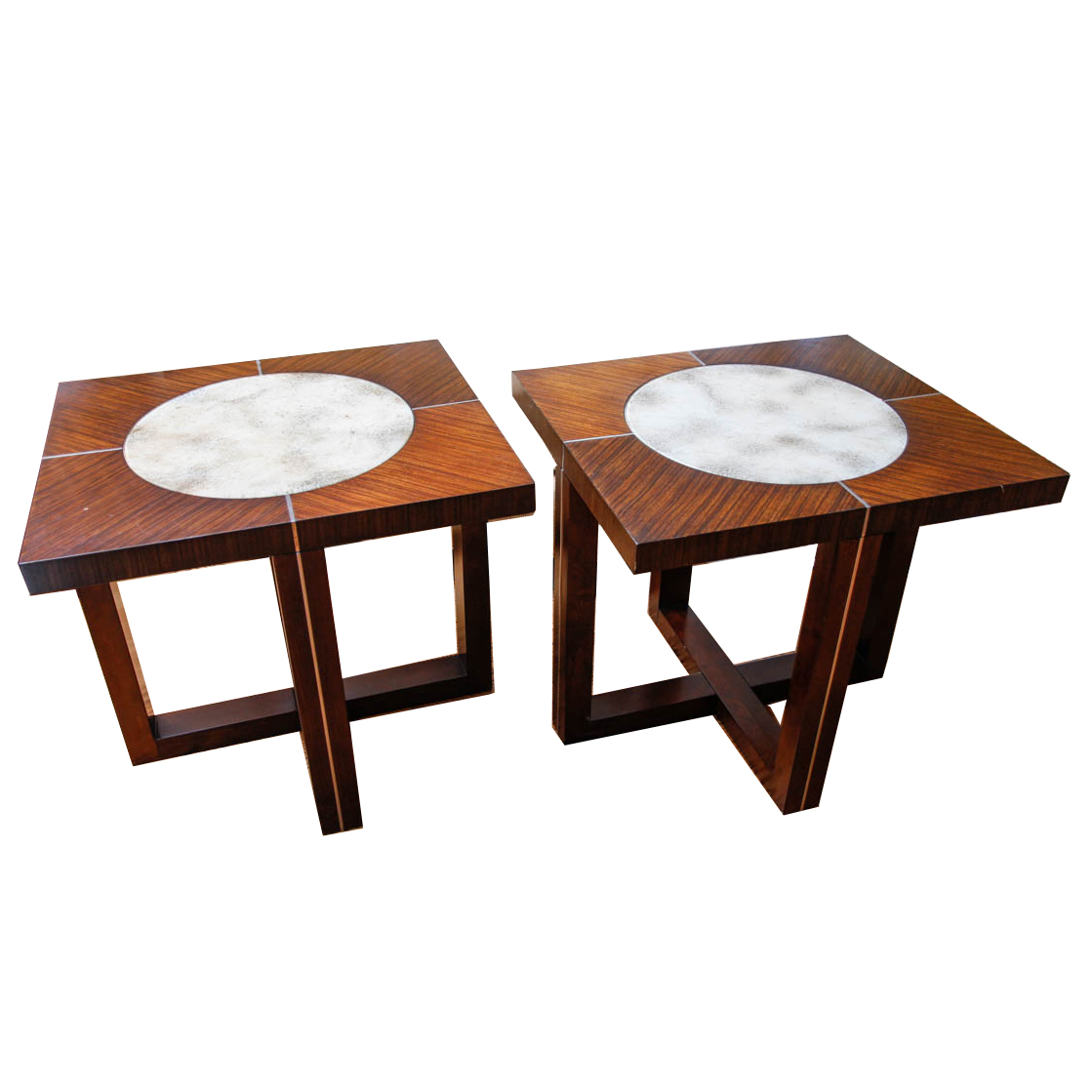 Contemporary Wooden Glass Top Side Tables