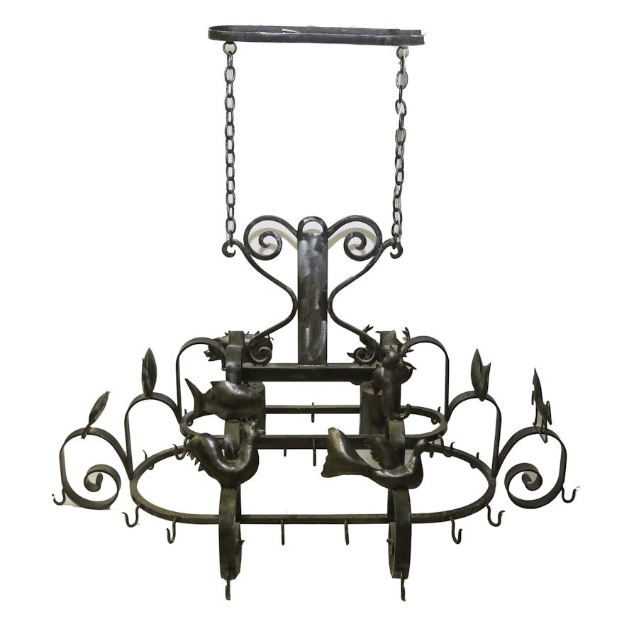 Iron Farmhouse Style Pot Rack and Chandelier