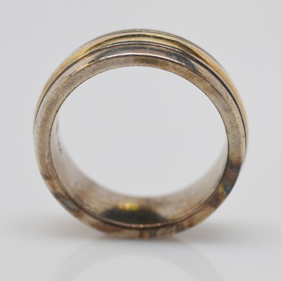 Vintage Sterling Silver and 14K Yellow Gold Men's Wedding Band by James Avery