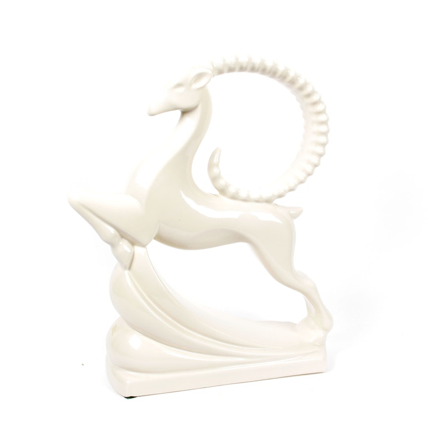 Art Deco Ceramic Galloping Gazelle Statue by Haeger