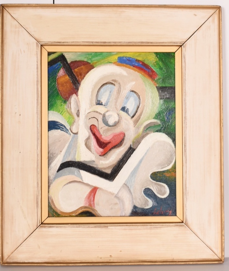 Arthur Helwig Oil Portrait on Canvas of Clown