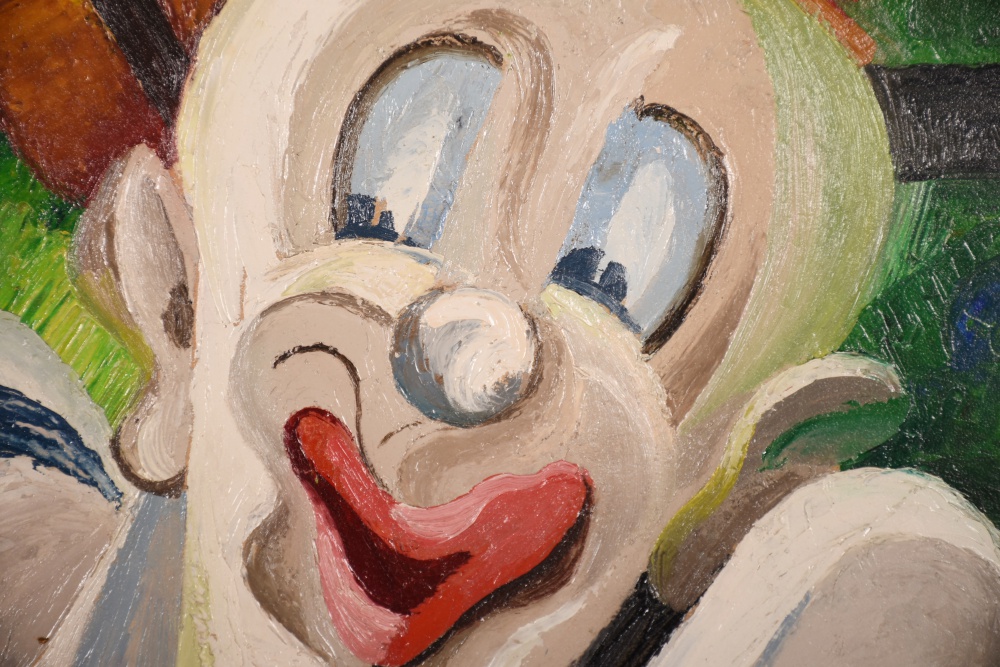 Arthur Helwig Oil Portrait on Canvas of Clown