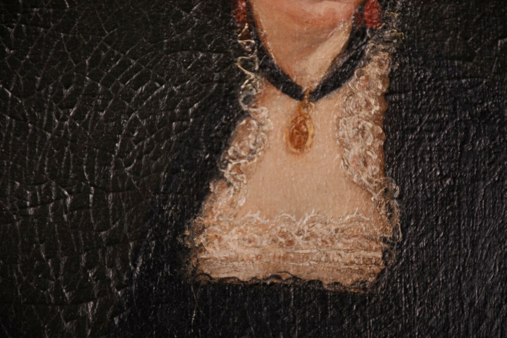 19th Century Portrait of Woman Standing at Open Balcony