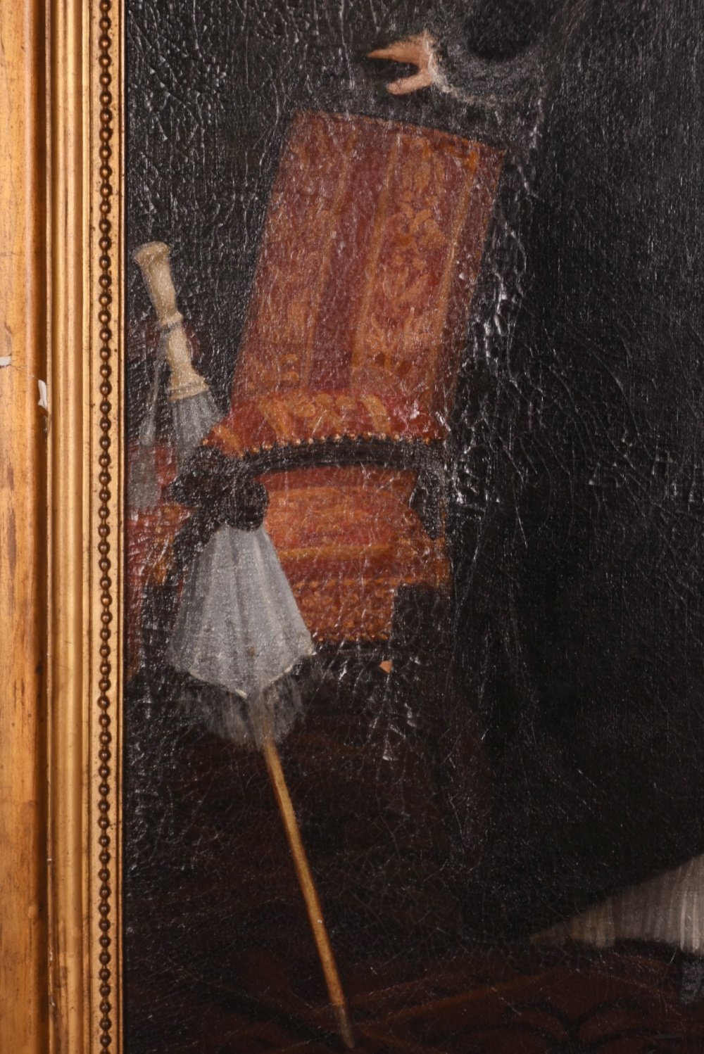 19th Century Portrait of Woman Standing at Open Balcony