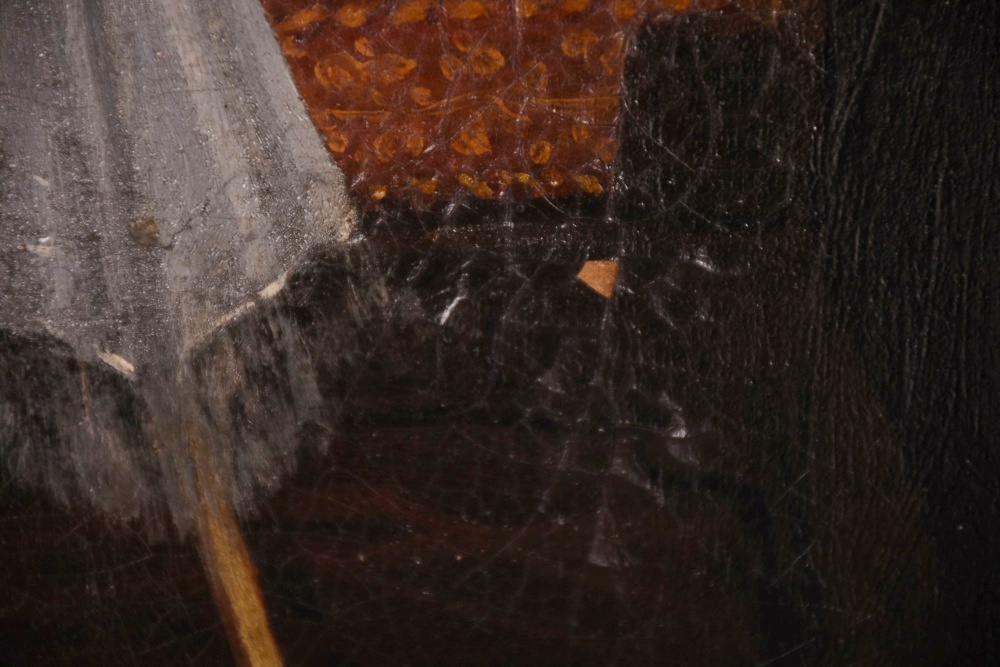 19th Century Portrait of Woman Standing at Open Balcony