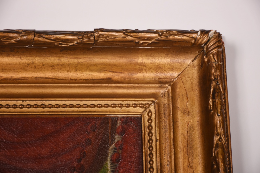 19th Century Portrait of Woman Standing at Open Balcony