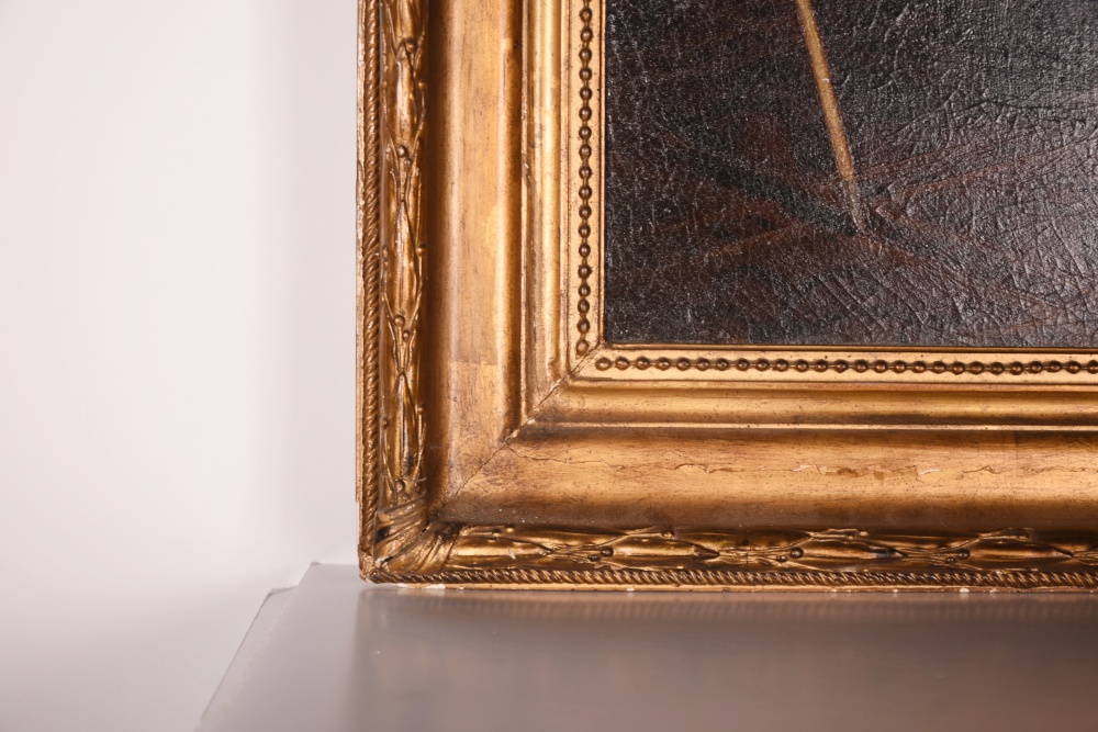 19th Century Portrait of Woman Standing at Open Balcony