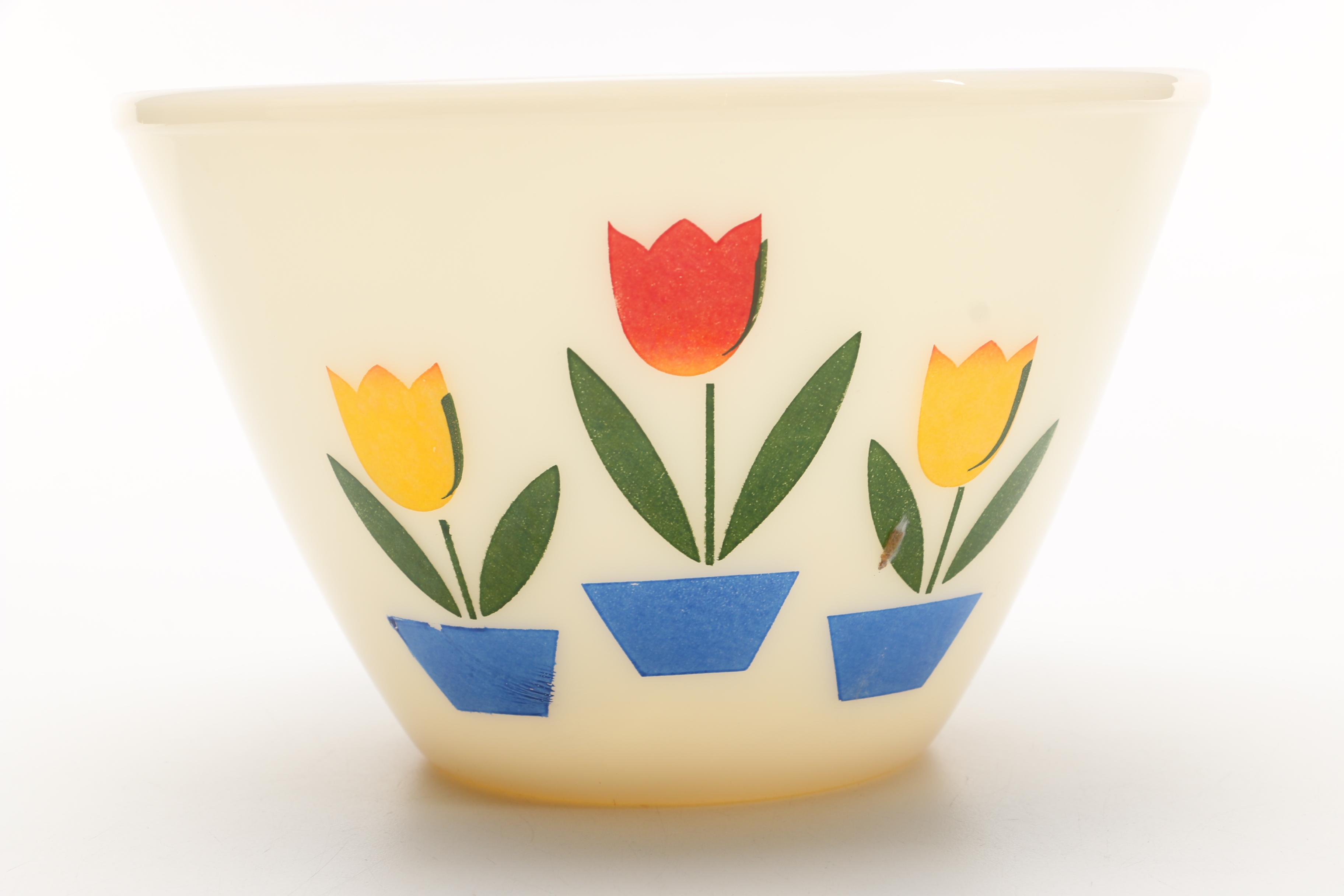 Fire-King "Tulips on Ivory" Glass Mixing Bowls