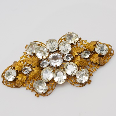 Vintage Rhinestone Foliate Brooch