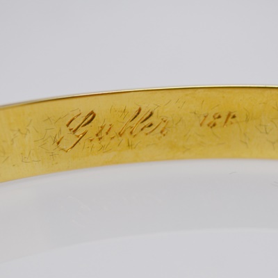 Vintage 18K Yellow Gold Striped Bangle Bracelet