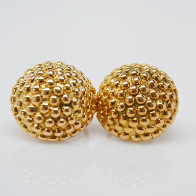 14K Yellow Gold Button Style Clip-On Earrings