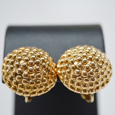 14K Yellow Gold Button Style Clip-On Earrings