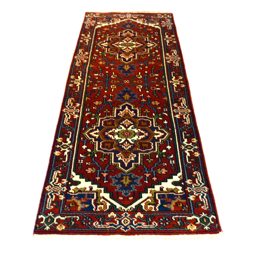 Hand-Knotted Indo-Persian Heriz Serapi Carpet Runner