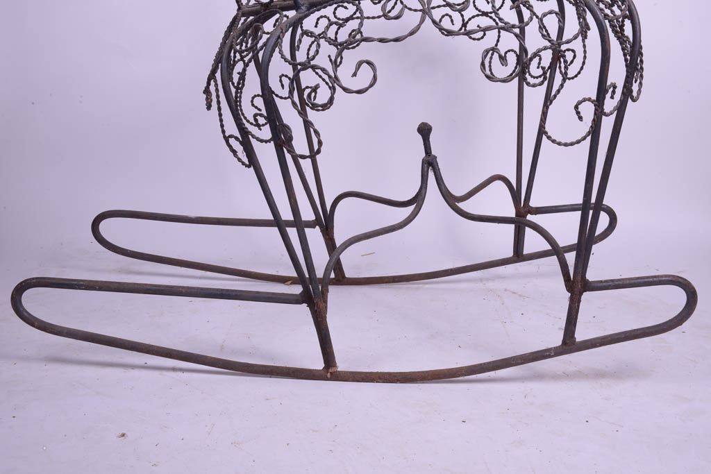 Vintage Wrought Iron Peacock Rocking Chair