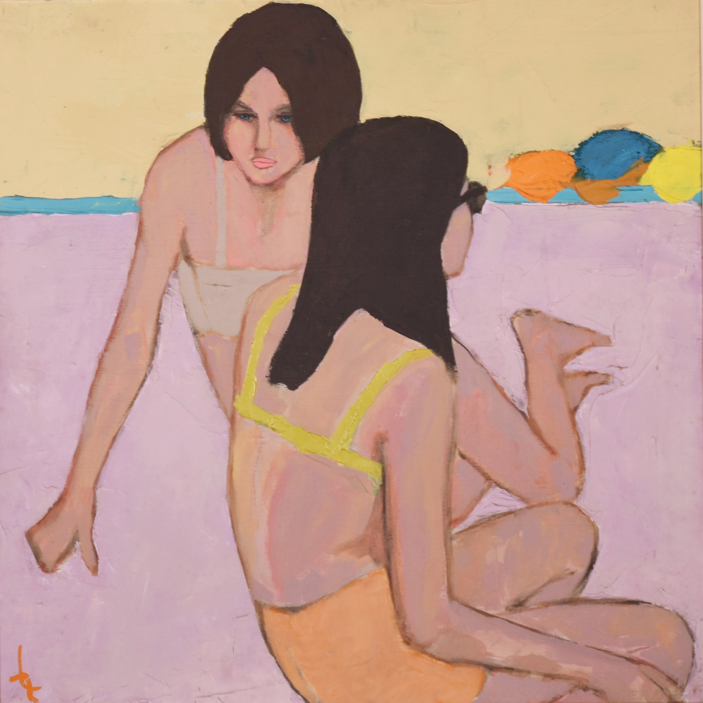 Lawrence Zink Original Painting "Sunbathers"