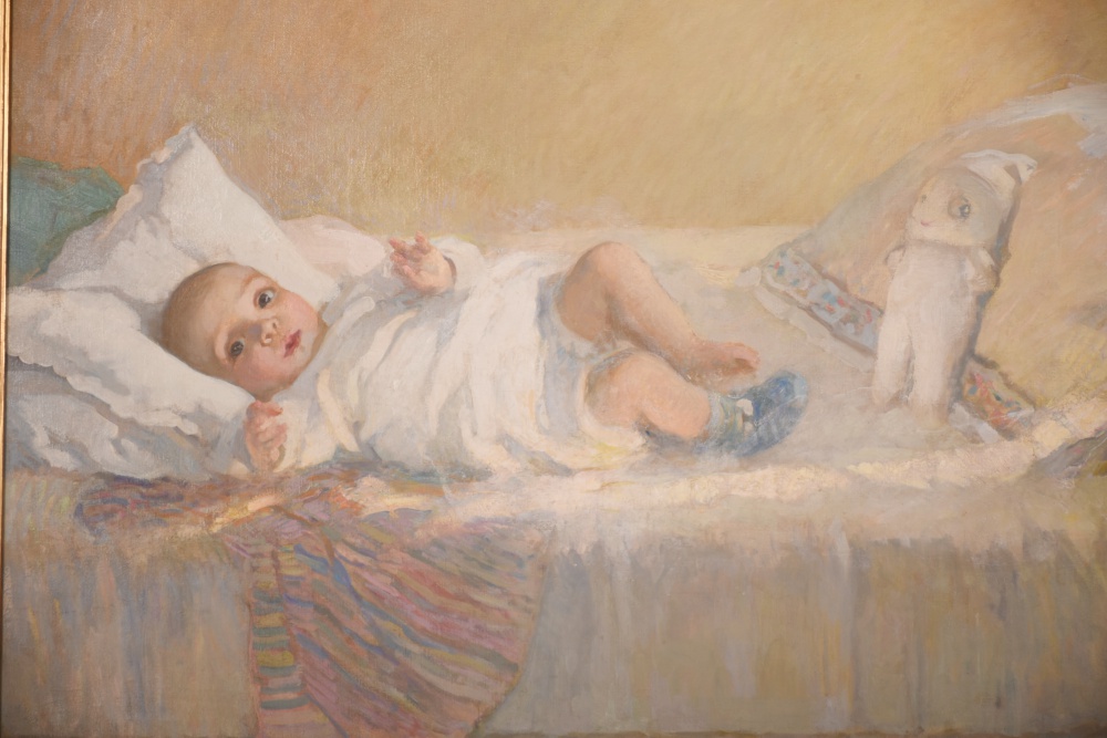 F. Luis Mora Original Painting "Rosemary In Her Crib"