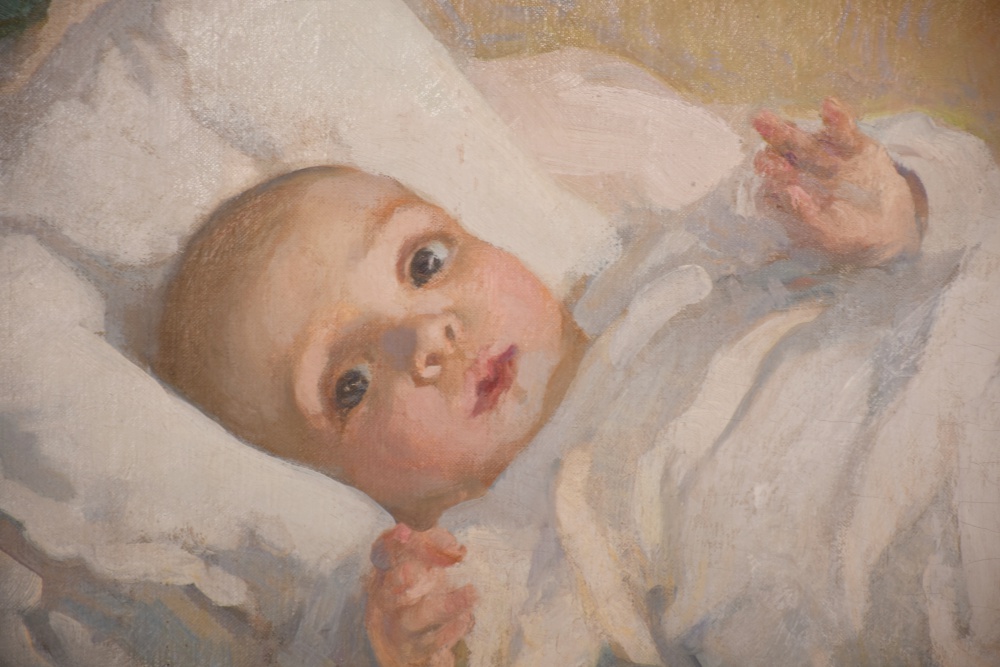 F. Luis Mora Original Painting "Rosemary In Her Crib"