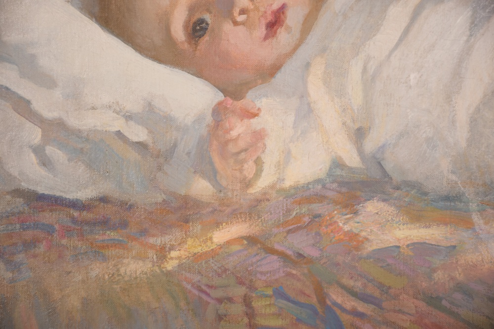 F. Luis Mora Original Painting "Rosemary In Her Crib"