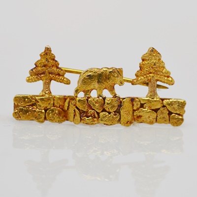 14K and 22K Yellow Gold Alaska Brooch