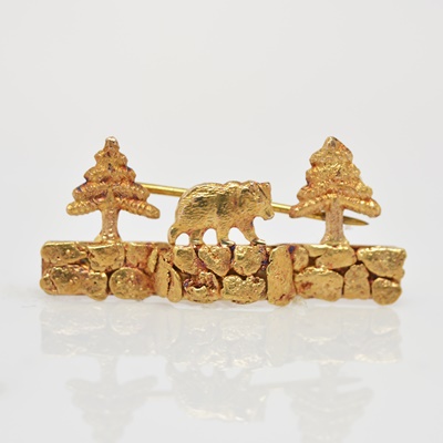14K and 22K Yellow Gold Alaska Brooch