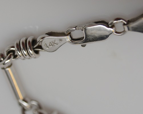 14K White Gold Station Bracelet