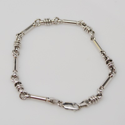 14K White Gold Station Bracelet