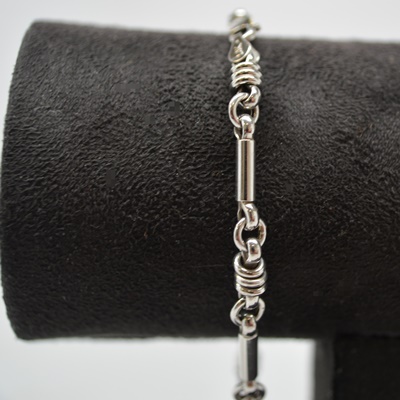 14K White Gold Station Bracelet