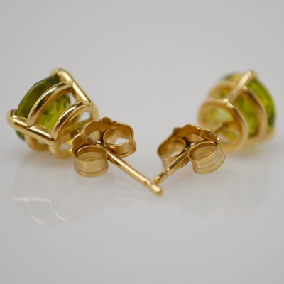14K Yellow Gold 1.78 CTW Peridot Stud Pierced Earrings