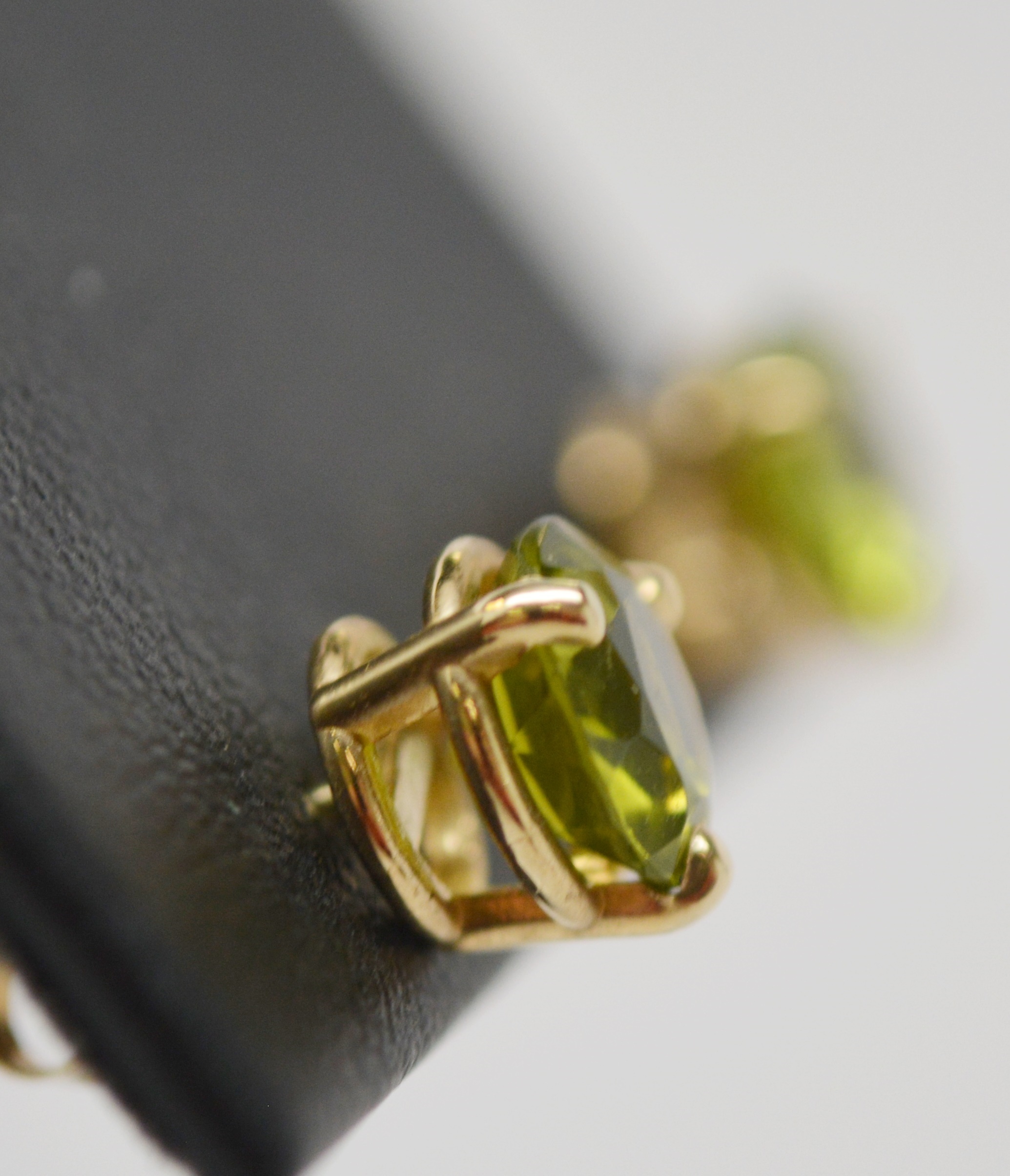 14K Yellow Gold 1.78 CTW Peridot Stud Pierced Earrings