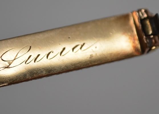 Two 14K Yellow Gold Enamel Brooches and One 9K Rose Gold Turquoise Brooch