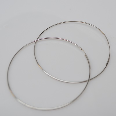 14K White Gold Hoop Pierced Earrings