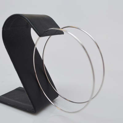 14K White Gold Hoop Pierced Earrings