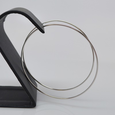 14K White Gold Hoop Pierced Earrings