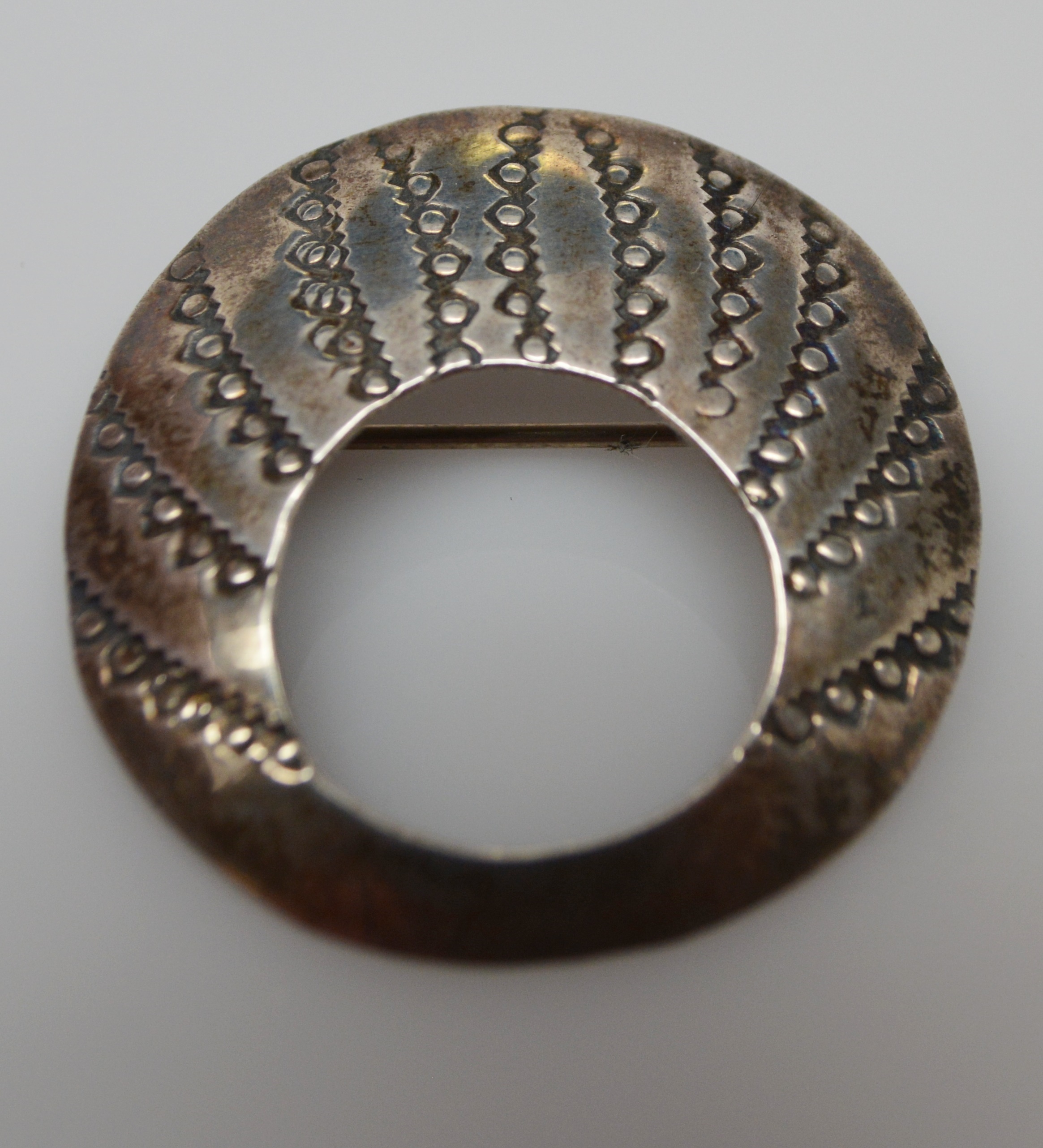 Victorian 835 Silver Cherub Brooches, 925 Bar Brooch and Southwest Style 800 Circular Brooch