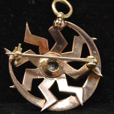 Vintage 14K Rose Gold Diamond and Seed Pearl Brooch