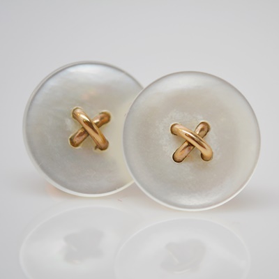 14K Yellow Gold Mother of Pearl Screwback Cufflinks