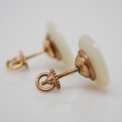 14K Yellow Gold Mother of Pearl Screwback Cufflinks