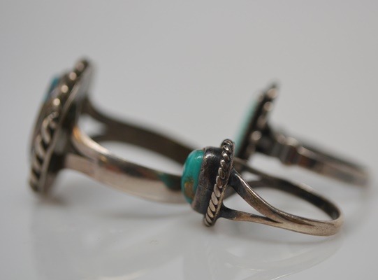 Three Native American Style Sterling Silver Turquoise Rings
