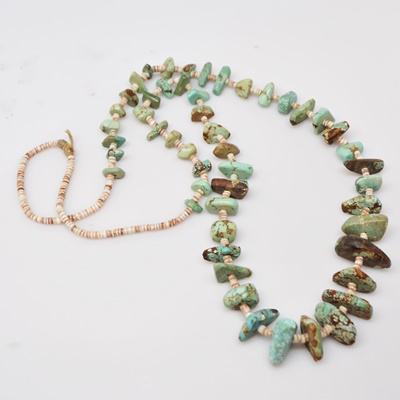 Turquoise and Shell Heishi Necklace
