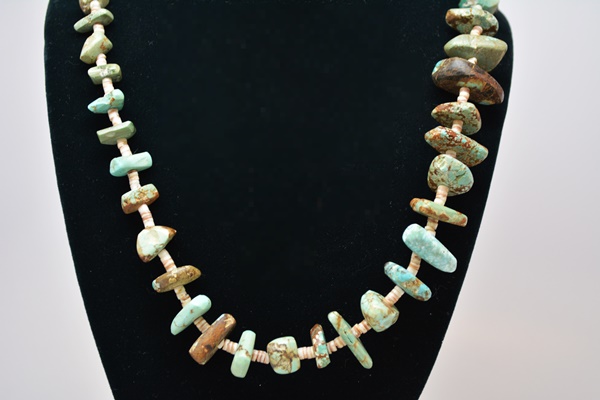 Turquoise and Shell Heishi Necklace