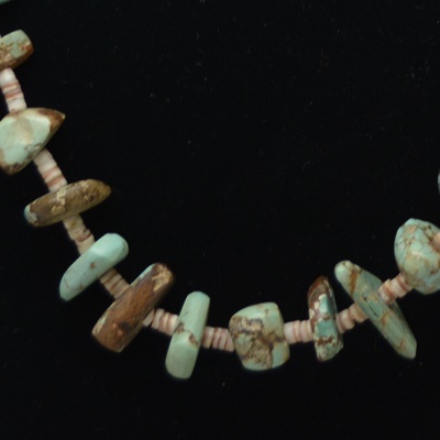 Turquoise and Shell Heishi Necklace