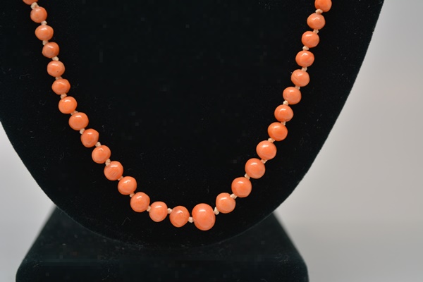 Coral Necklace With 14K Yellow Gold Clasp