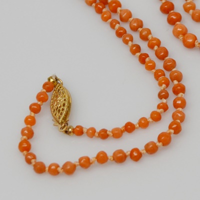 Coral Necklace With 14K Yellow Gold Clasp
