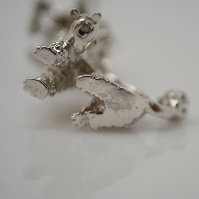 Vintage 14K White Gold and Ruby Poodle Brooch/Pendant