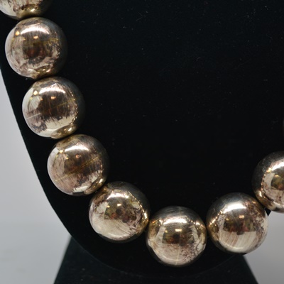 Vintage Mexican Sterling Silver Beaded Necklace