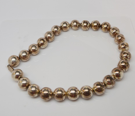 Vintage Mexican Sterling Silver Beaded Necklace