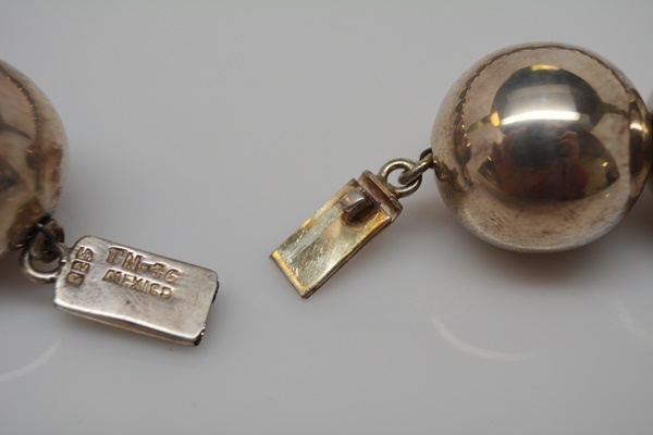 Vintage Mexican Sterling Silver Beaded Necklace