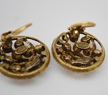 Kramer of New York Vintage Rhinestone Brooch and Clip-On Earring Set