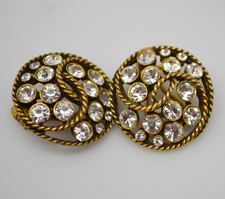 Kramer of New York Vintage Rhinestone Brooch and Clip-On Earring Set
